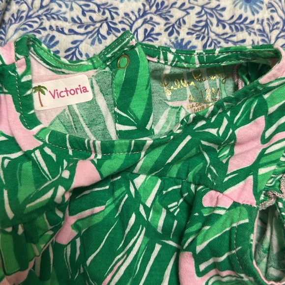 EUC Lilly Pulitzer Girls Palm Leaf 6-12 Month Ruffle Dress - Picture 3 of 3